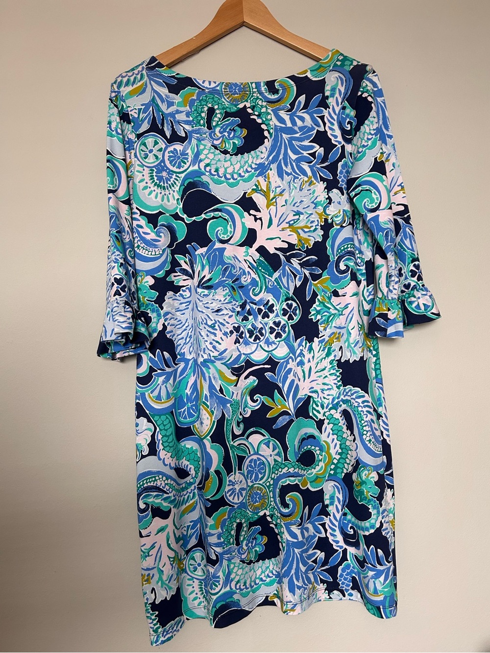 Lilly Pulitzer Blue, Aqua & White Paisley Shift Dress size M - Picture 5 of 12